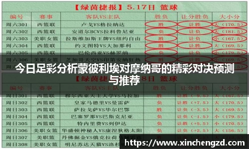 今日足彩分析蒙彼利埃对摩纳哥的精彩对决预测与推荐